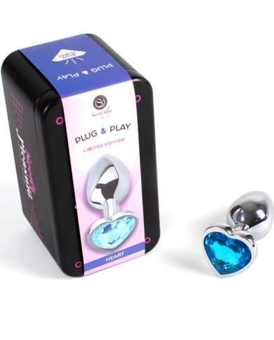 SECRETPLAY - PLUG ANAL EN MÉTAL COEUR BLEU PETITE TAILLE 7 CM