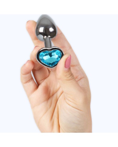 SECRETPLAY - PLUG ANAL EN MÉTAL COEUR BLEU PETITE TAILLE 7 CM