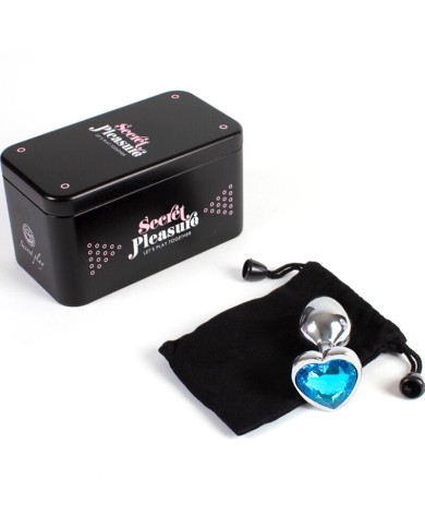 SECRETPLAY - PLUG ANAL EN MÉTAL COEUR BLEU PETITE TAILLE 7 CM