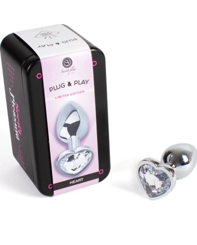 SECRETPLAY - PLUG ANAL EN MÉTAL COEUR CRISTAL CLAIR PETITE TAILLE 7 CM