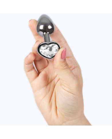 SECRETPLAY - PLUG ANAL EN MÉTAL COEUR CRISTAL CLAIR PETITE TAILLE 7 CM