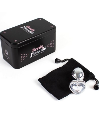 SECRETPLAY - PLUG ANAL EN MÉTAL COEUR CRISTAL CLAIR PETITE TAILLE 7 CM