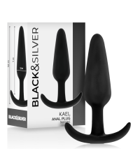 BLACK&SILVER - PLUG ANAL EN SILICONE KAEL AVEC POIGNÉE MOYENNE