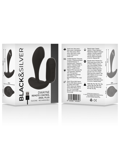 BLACK&SILVER - TÉLÉCOMMANDE EN SILICONE POUR PLUG ANAL DWAYNE