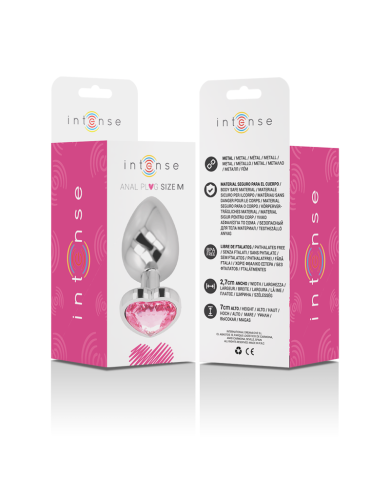 INTENSE - PLUG ANAL EN MÉTAL ALUMINIUM COEUR ROSE TAILLE M