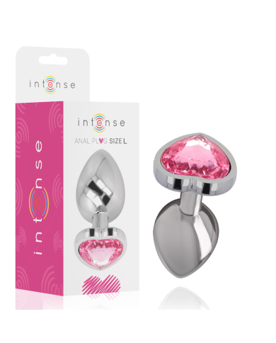 INTENSE - PLUG ANAL EN MÉTAL ALUMINIUM COEUR ROSE TAILLE L
