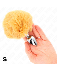 KINK - BOUCHON EN ACIER INOXYDABLE 7 x 3 CM AVEC QUEUE DE LAPIN EN FAUSSE FOURRURE BEIGE 8 CM