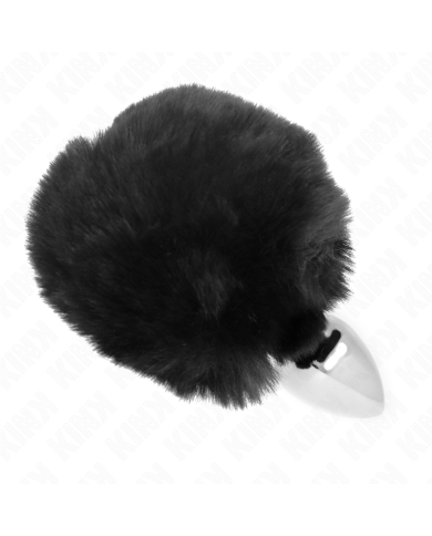 KINK - BOUCHON EN ACIER INOXYDABLE 7 x 3 CM AVEC QUEUE DE LAPIN EN FAUSSE FOURRURE NOIRE 8 CM
