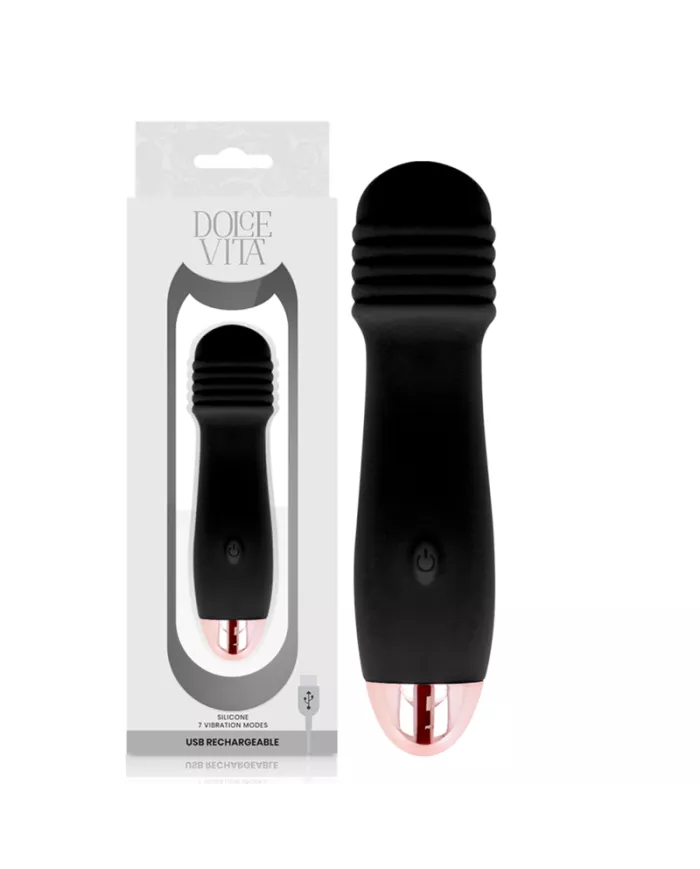 DOLCE VITA - VIBRATEUR RECHARGEABLE TROIS NOIR 7 VITESSES