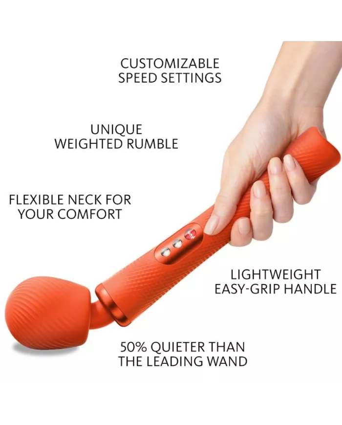 FUN FACTORY - VIM SILICONE RECHARGEABLE VIBRANT LESTÉ RUMBLE WAND SUNRISE ORANGE
