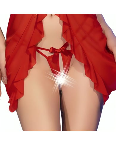 CHILIROSE - CR 4696 BABYDOLL & STRING SANS CROCHET ROUGE S/M