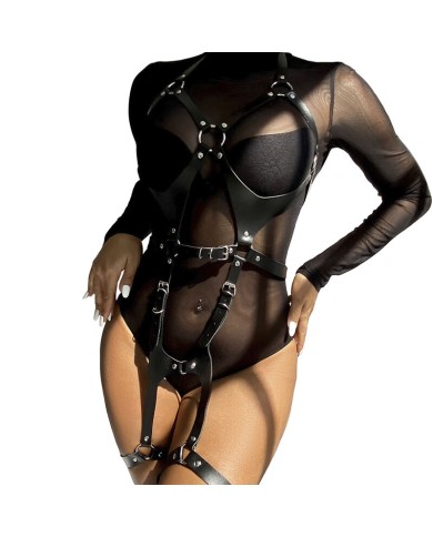SUBBLIME - HARNAIS COMPLET AVEC BOUCLES EN CUIR NOIR TAILLE UNIQUE