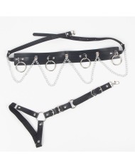 SUBBLIME - HARNAIS CEINTURE ET JARRETIÈRES AVEC ANNEAUX ET CHAÎNE DÉTAIL TAILLE UNIQUE