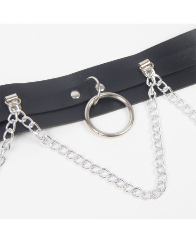 SUBBLIME - HARNAIS CEINTURE ET JARRETIÈRES AVEC ANNEAUX ET CHAÎNE DÉTAIL TAILLE UNIQUE