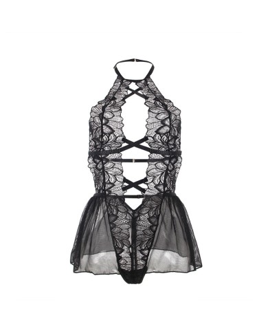 SUBBLIME - TEDDY HALTER NECK DOS NU DENTELLE NOIR S/M