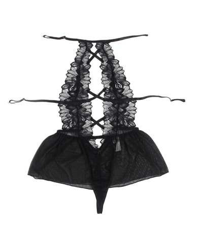 SUBBLIME - TEDDY HALTER NECK DOS NU DENTELLE NOIR S/M
