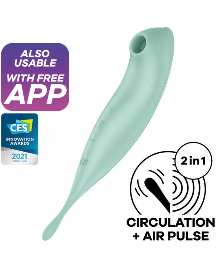 SATISFYER - APPLICATION DE STIMULATEUR ET VIBRATEUR TWIRLING PRO+ VERT