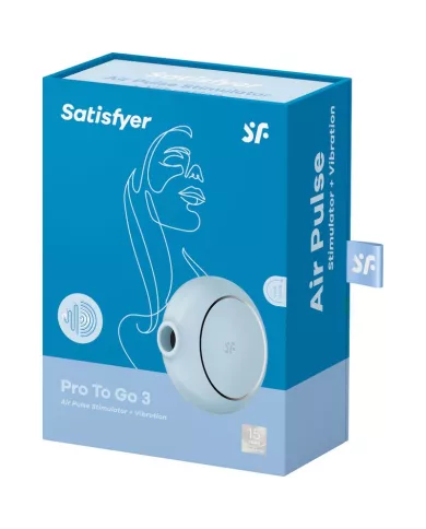 SATISFYER - STIMULATEUR ET VIBRATEUR DOUBLE AIR PULSE PRO TO GO 3 BLEU