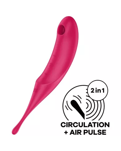 SATISFYER - STIMULATEUR ET VIBRATEUR TWIRLING PRO AIR PULSE ROUGE