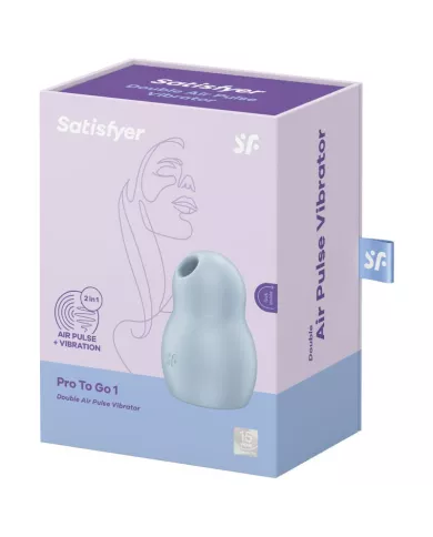 SATISFYER - STIMULATEUR ET VIBRATEUR DOUBLE AIR PULSE PRO TO GO 1 BLEU