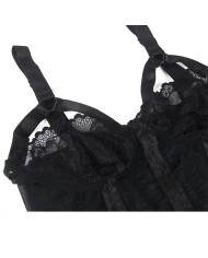 SUBBLIME - TEDDY AVEC JARRETIÈRE DÉTAIL POITRINE NOIR S/M