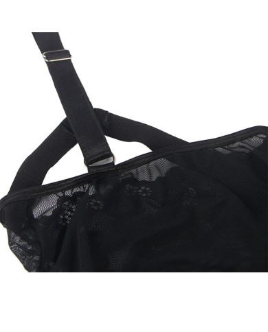 SUBBLIME - TEDDY AVEC JARRETIÈRE DÉTAIL POITRINE NOIR S/M