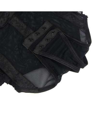 SUBBLIME - TEDDY AVEC JARRETIÈRE DÉTAIL POITRINE NOIR S/M