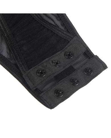 SUBBLIME - TEDDY AVEC JARRETIÈRE DÉTAIL POITRINE NOIR S/M