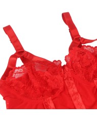 SUBBLIME - TEDDY AVEC JARRETIÈRE DÉTAIL POITRINE ROUGE S/M