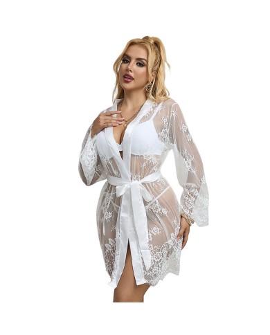 SUBBLIME - 954369 CHEMISE DE NUIT À MANCHES LONGUES À MOTIF FLORAL BLANC S/M