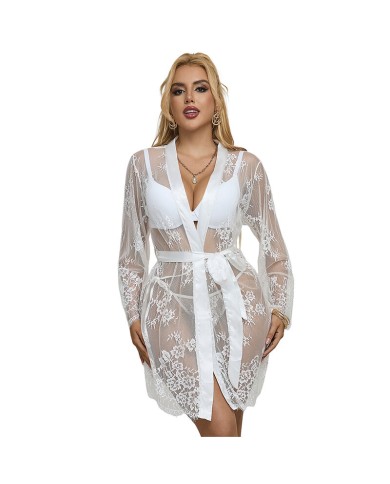 SUBBLIME - 954369 CHEMISE DE NUIT À MANCHES LONGUES À MOTIF FLORAL BLANC S/M