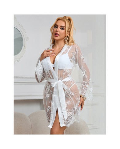 SUBBLIME - 954369 CHEMISE DE NUIT À MANCHES LONGUES À MOTIF FLORAL BLANC S/M