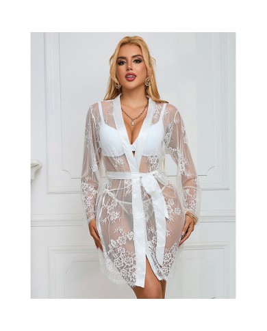 SUBBLIME - 954369 CHEMISE DE NUIT À MANCHES LONGUES À MOTIF FLORAL BLANC S/M