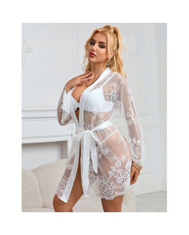 SUBBLIME - 954376 CHEMISE DE NUIT À MANCHES LONGUES À MOTIF FLORAL BLANC L/XL