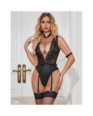 SUBBLIME - 954390 BODY SEXY AVEC PORTE-JARRETELLES NOIR L/XL