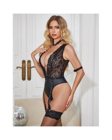 SUBBLIME - 954390 BODY SEXY AVEC PORTE-JARRETELLES NOIR L/XL