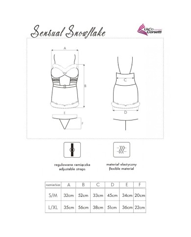 LIVCO CORSETTI FASHION - SENSUAL SNOWFLAKE LC 90603 CHEMISE DE NOËL + STRING + BANDEAU S/M