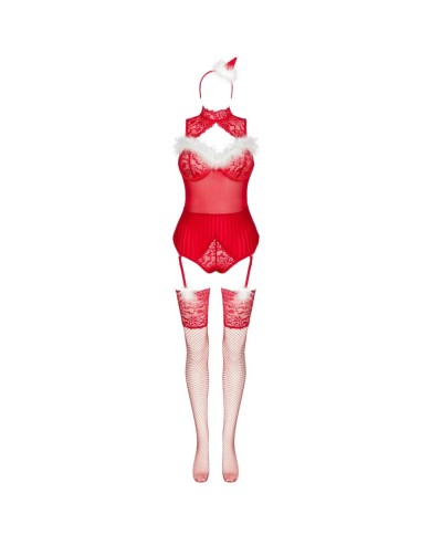 LIVCO CORSETTI FASHION - LIMPID SNOWFLAKES LC 90604 BODY + BAS + BANDEAU DE NOËL S/M