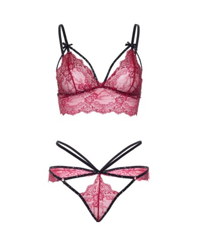 LEG AVENUE - 81623 ENSEMBLE SOUTIEN-GORGE + STRING BORDEAUX TAILLE S
