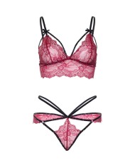 LEG AVENUE - 81623 ENSEMBLE SOUTIEN-GORGE + STRING BORDEAUX TAILLE S