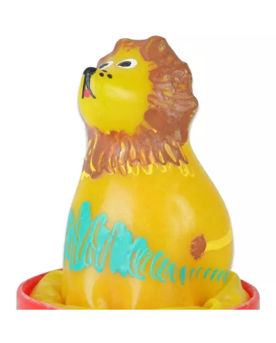 CONDOMERIE - PRÉSERVATIFS FANTAISIE PEINTS À LA MAIN LION ASSIS