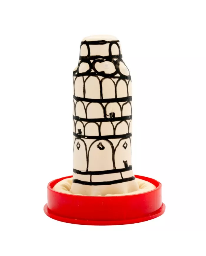 CONDOMERIE - PRÉSERVATIFS FANTAISIE PEINTS À LA MAIN TOUR DE PISE CONDOMERIE - PRÉSERVATIFS FANTAISIE PEINTS À LA MAIN TOUR DE PISE