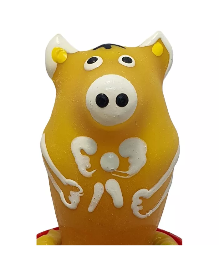 CONDOMERIE - PRÉSERVATIFS FANTAISIE PEINTS À LA MAIN COCHON ASSIS JAUNE