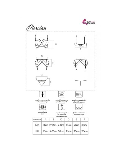 LIVCO CORSETTI FASHION - MORIDAM LC 90552 SOUTIEN-GORGE + JARRETIÈRE + CULOTTE NÉGRO L/XL