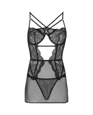 LIVCO CORSETTI FASHION - BARIRIN LC 90633 CHEMISE + CULOTTE NOIR L/XL