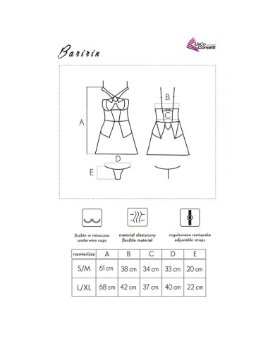 LIVCO CORSETTI FASHION - BARIRIN LC 90633 CHEMISE + CULOTTE NOIR L/XL