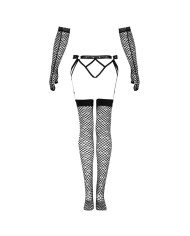 LIVCO CORSETTI FASHION - ENSEMBLE NEMALIA JARRETIÈRE + BAS + GANTS NOIR