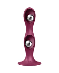 SATISFYER - GODE EN SILICONE DOUBLE BALL-R GRENAT