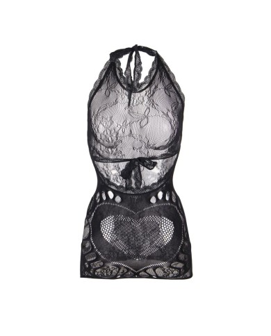 SUBBLIME - 952075 ROBE COURTE EN RÉSILLE AVEC DÉTAIL DOS ET COEUR NOIR TAILLE UNIQUE