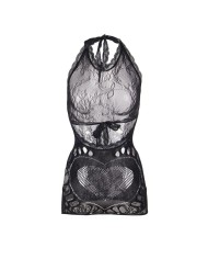 SUBBLIME - 952075 ROBE COURTE EN RÉSILLE AVEC DÉTAIL DOS ET COEUR NOIR TAILLE UNIQUE